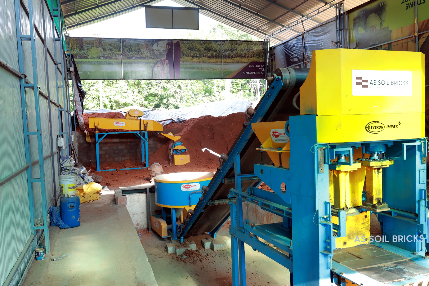 Brick press and soil mixer production line